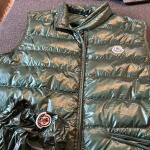 Forest Green Moncler down filled puffy vest....with tags,  never worn